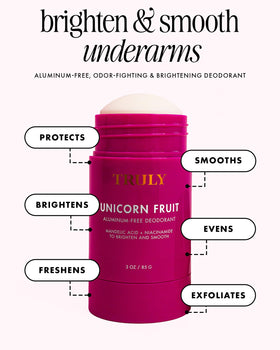 Truly Unicorn Fruit Skin Brightening Deodorant showing the solid stick