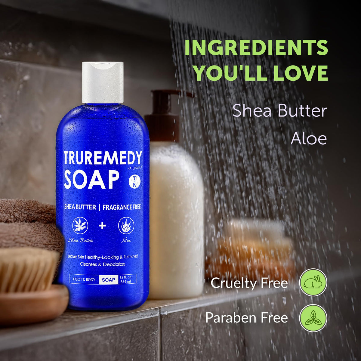 Truremedy Naturals Body Wash 12oz lifestyle scene