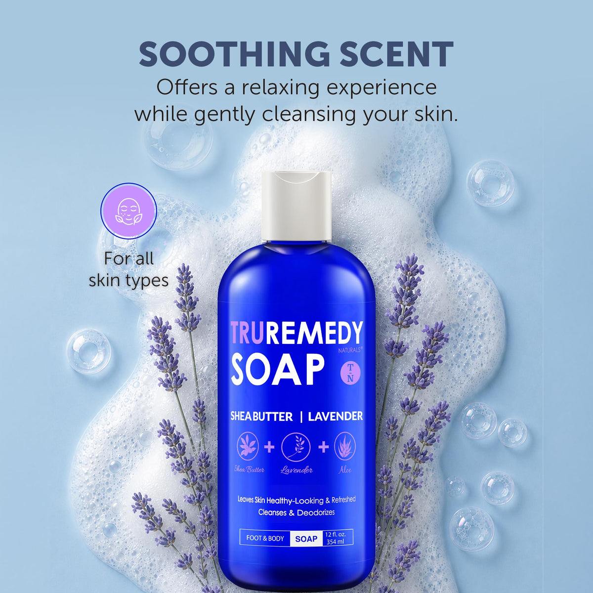 Truremedy Naturals Lavender Body Wash 12oz bottle with label