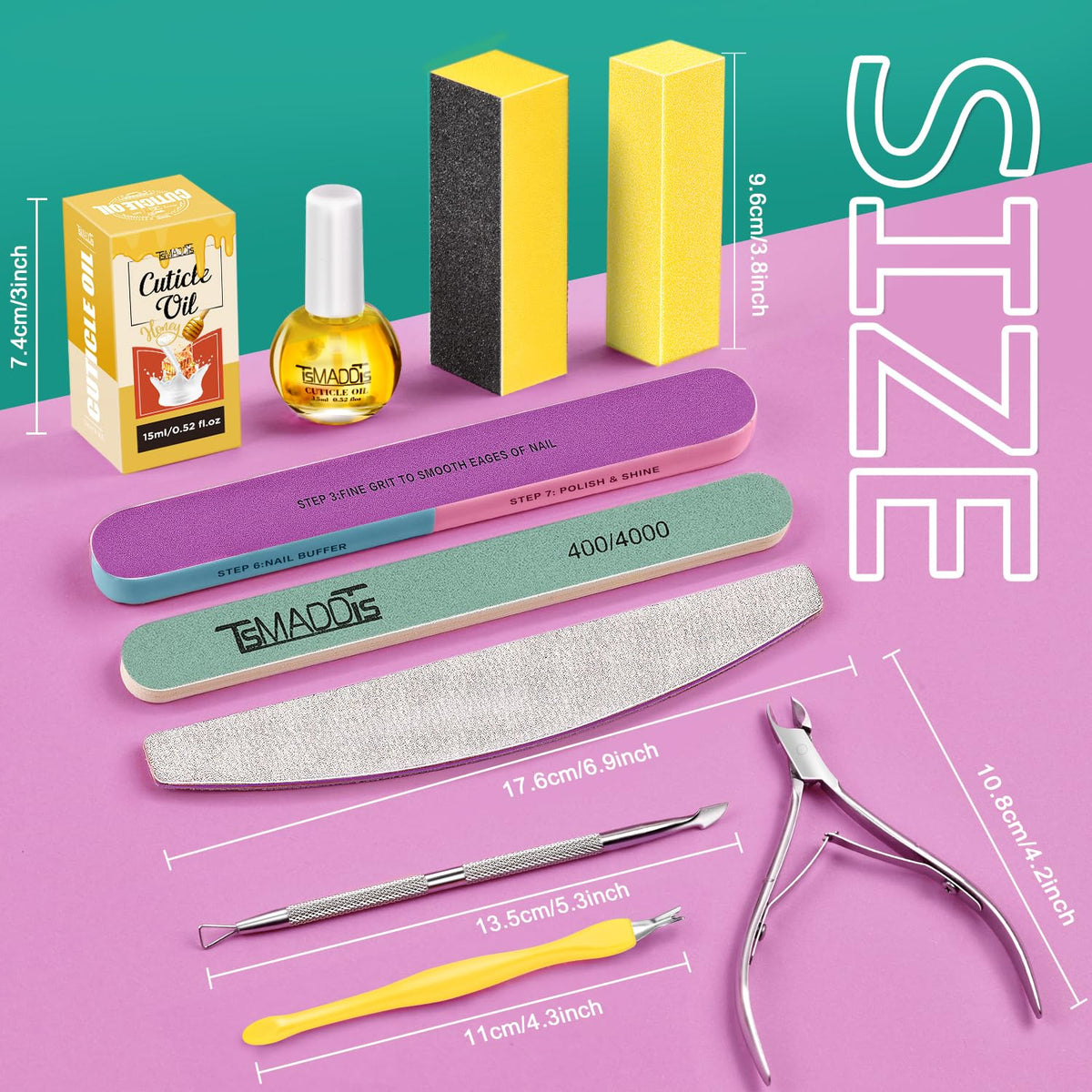 TsMADDTs nail buffer blocks in various colors