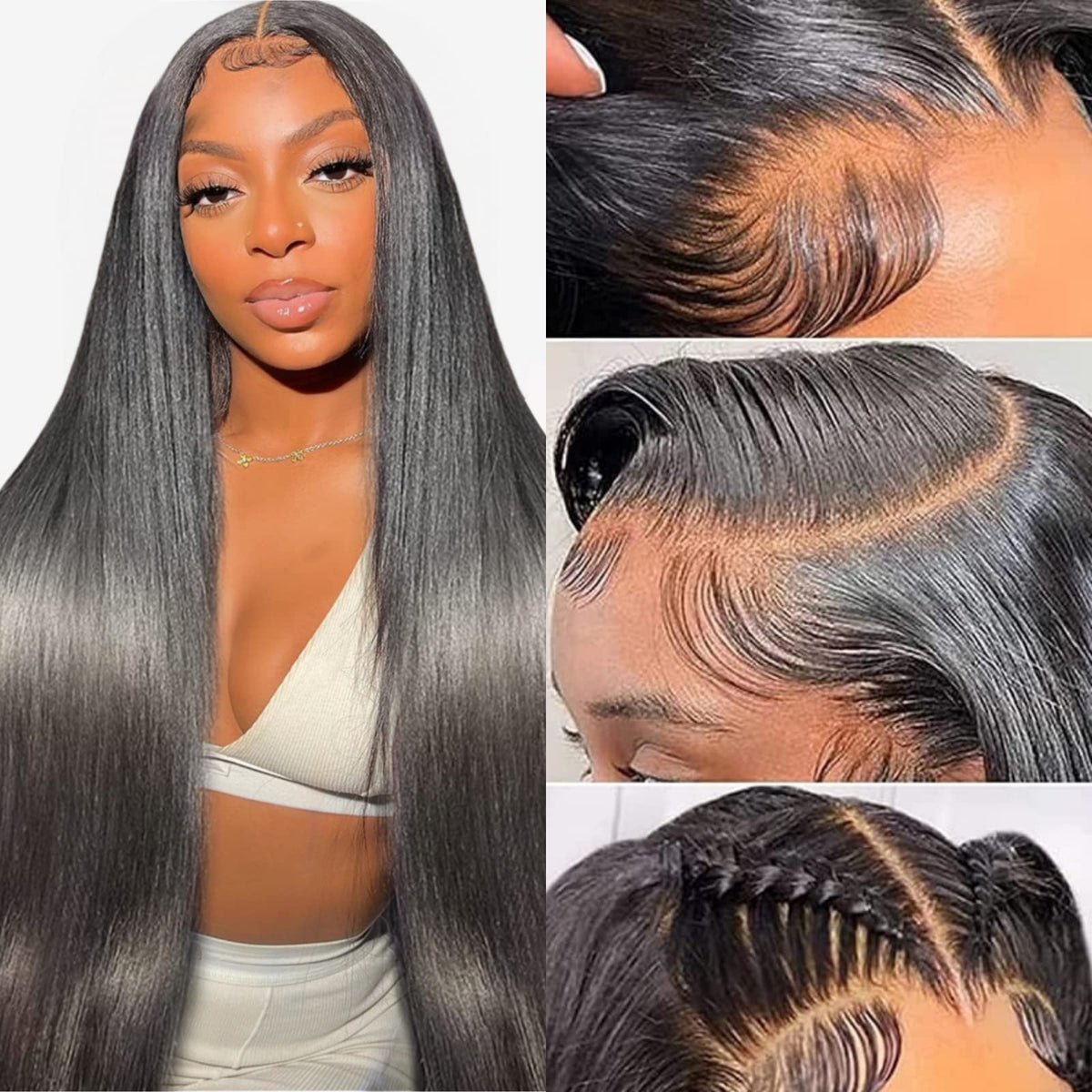 TTSMINS 13x6 Lace Front Wig 24 Inch Straight view front