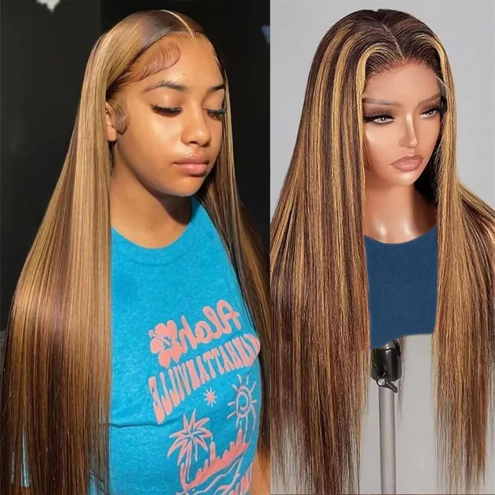 TTSMINS 13x6 Ombre Lace Front Wig 180 Density 26 Inch straight front view