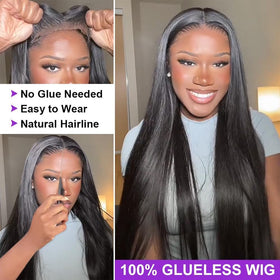 TTSMINS 24 Inch Glueless Human Hair Wig with adjustable cap