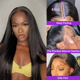 TTSMINS Glueless Wig showing 13x6 HD transparent lace
