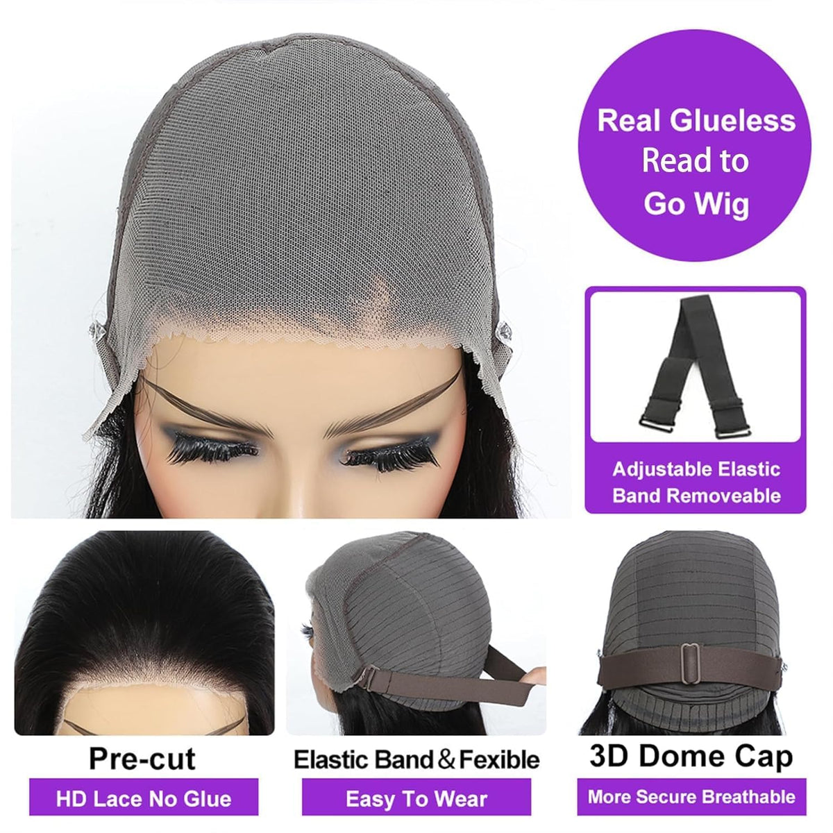 TTSMINS Glueless Wig with adjustable elastic band