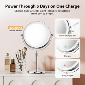 tubbede Double-Sided Makeup Mirror 360-degree rotation