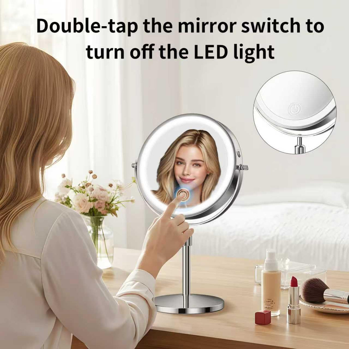 tubbede Double-Sided Makeup Mirror in natural light