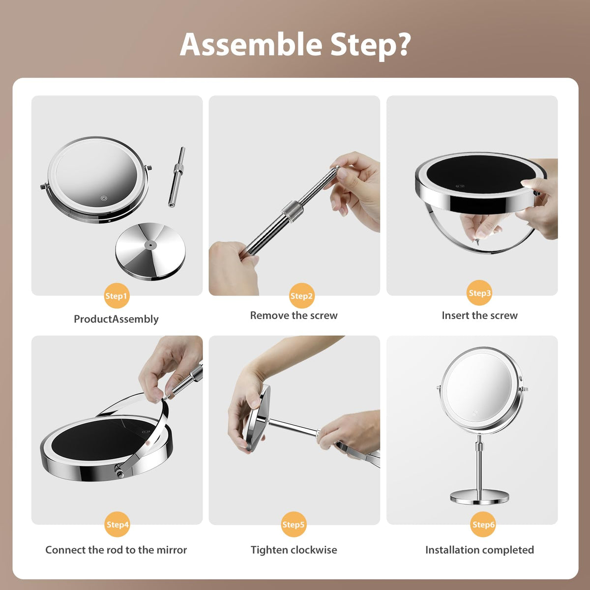 tubbede Double-Sided Makeup Mirror with precision tweezer