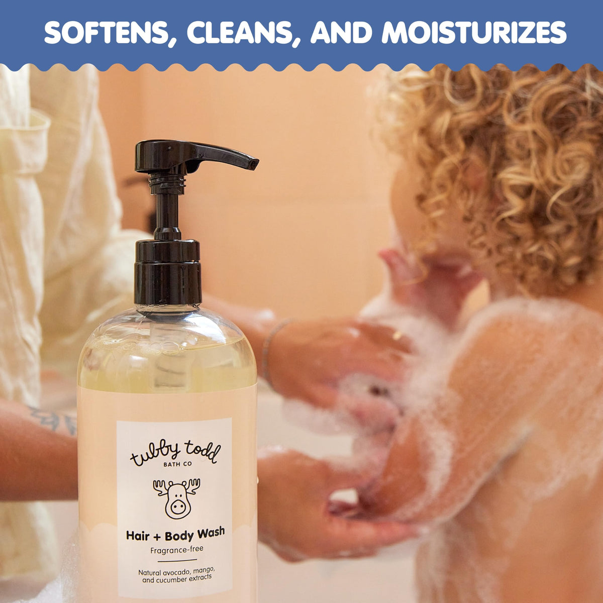 TUBBY TODD Hair + Body Wash 812g back view with ingredients