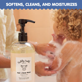 TUBBY TODD Hair + Body Wash 812g back view with ingredients
