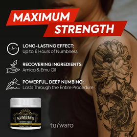 tuiwaro Numbing Cream 50ml back view showing ingredients