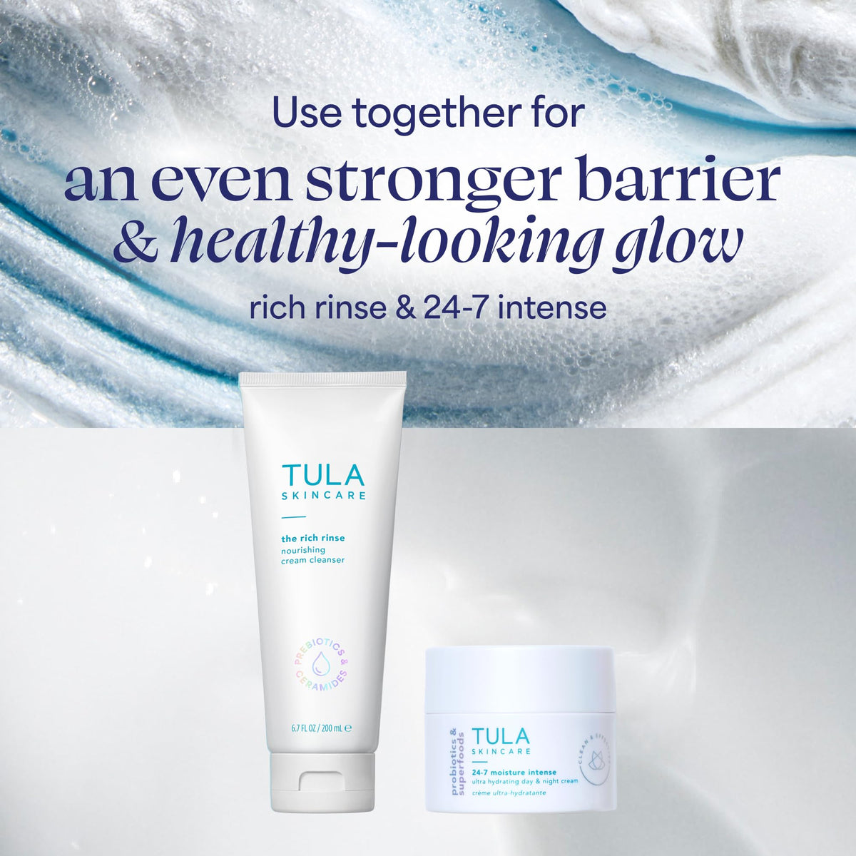 TULA 24-7 Moisture Intense Cream in bathroom setting