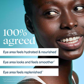TULA Eye Balm on a vanity with makeup