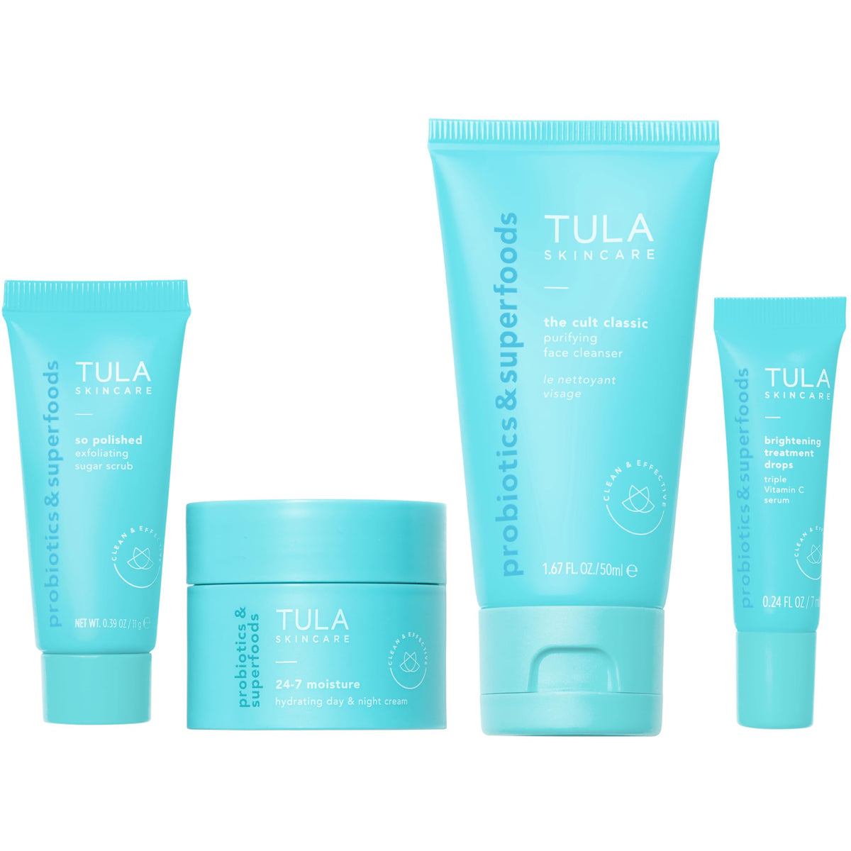 TULA On the Go Best Sellers Travel Kit front view with all products
