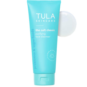 TULA Skincare Cult Classic Purifying Face Cleanser front view with pump
