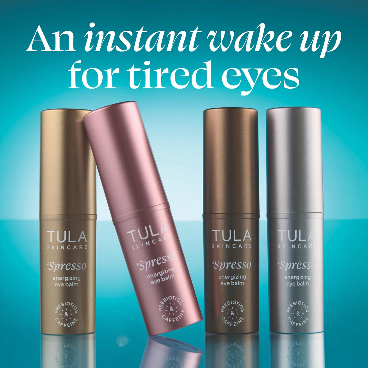 TULA Spresso Eye Balm applied under the eye area