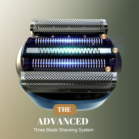 Tulzim Electric Foil Shaver displaying LED battery indicator