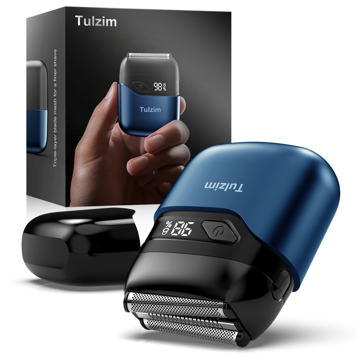 Tulzim Electric Foil Shaver front view in light blue