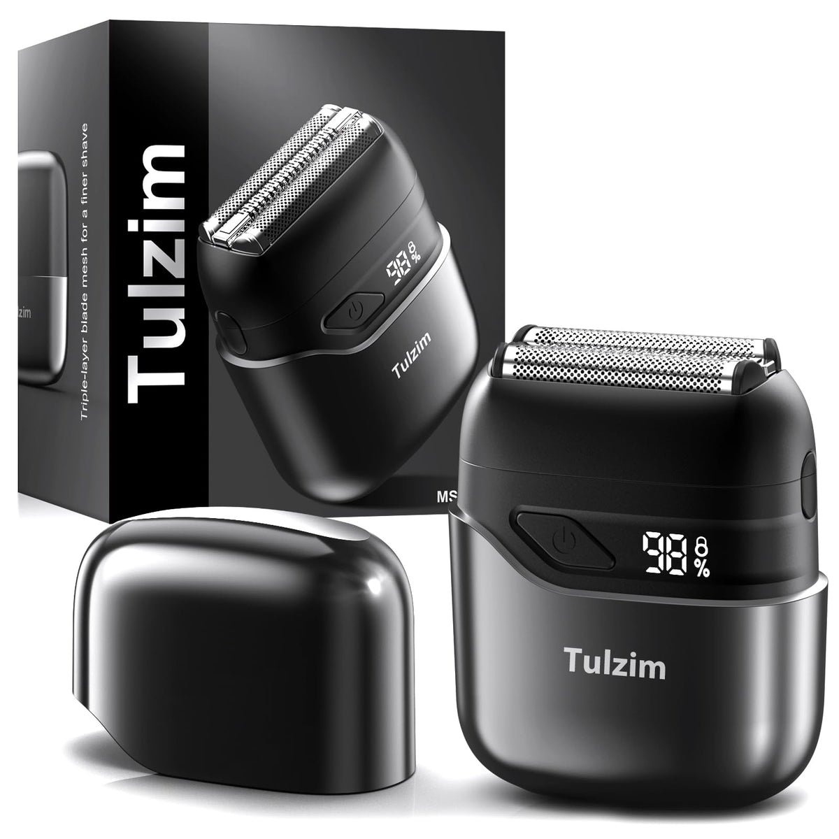Tulzim Electric Foil Shaver front view with 3D blades