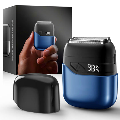 Tulzim Electric Foil Shaver matte blue model front view with 3D blades