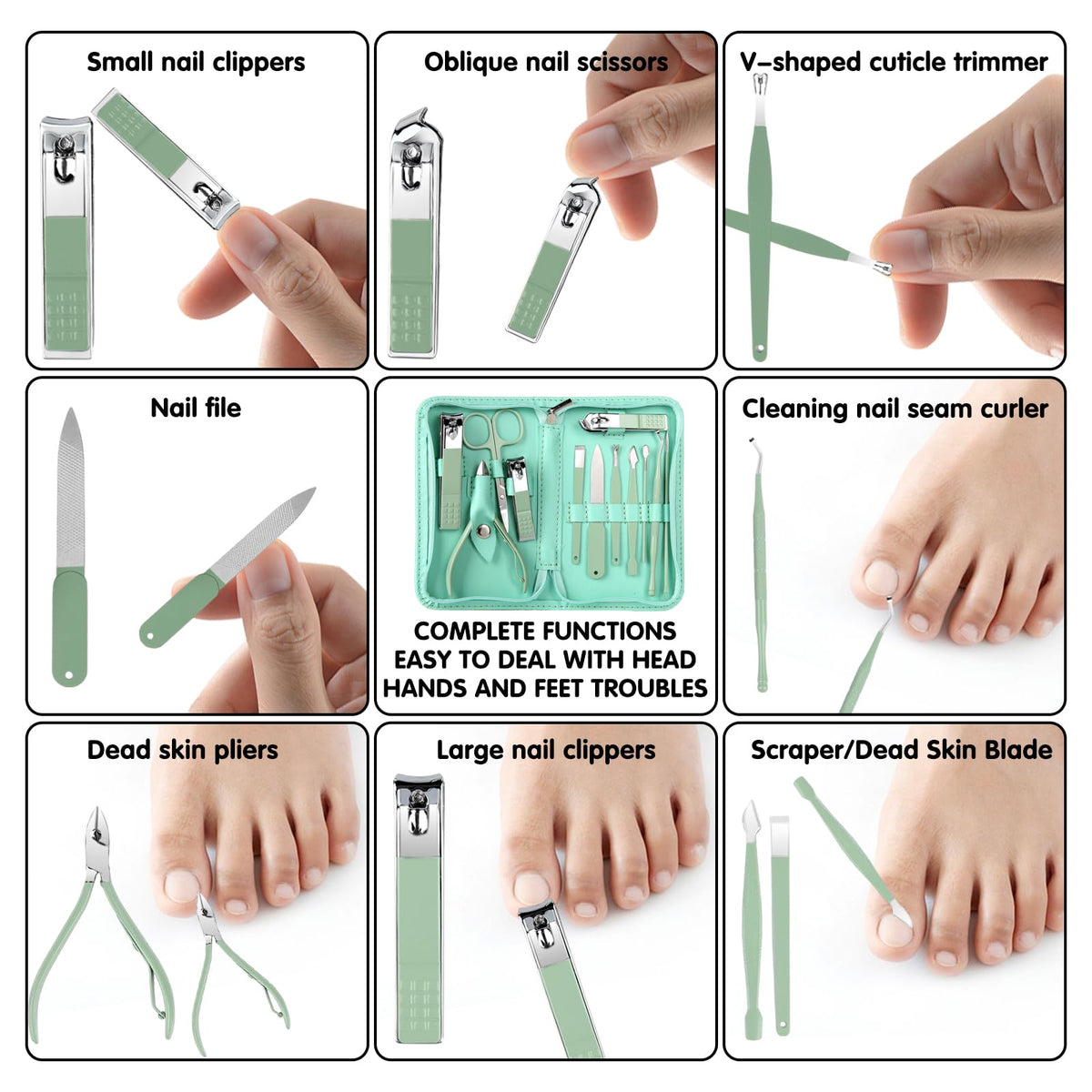 Tumkun Nail Kit tools arranged on a surface