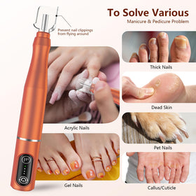 TUOBEO Cordless Nail Drill in use on acrylic nails