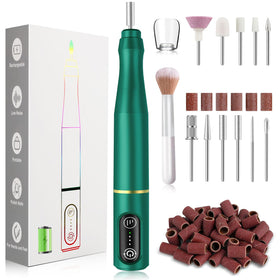 TUOBEO Cordless Nail Drill Kit front view with drill bits
