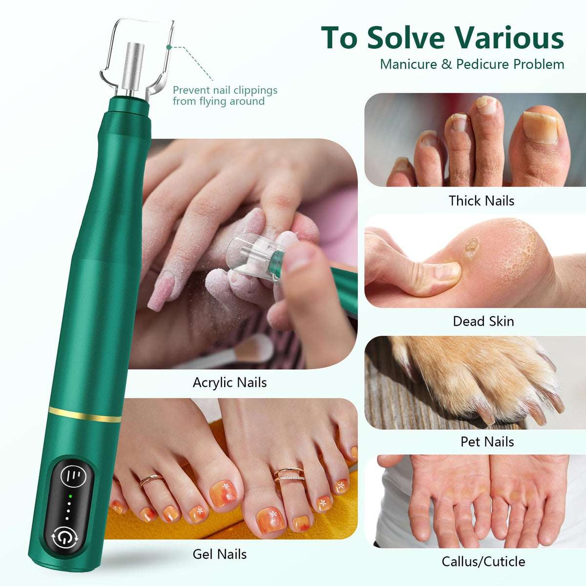TUOBEO Cordless Nail Drill Kit in use during a manicure