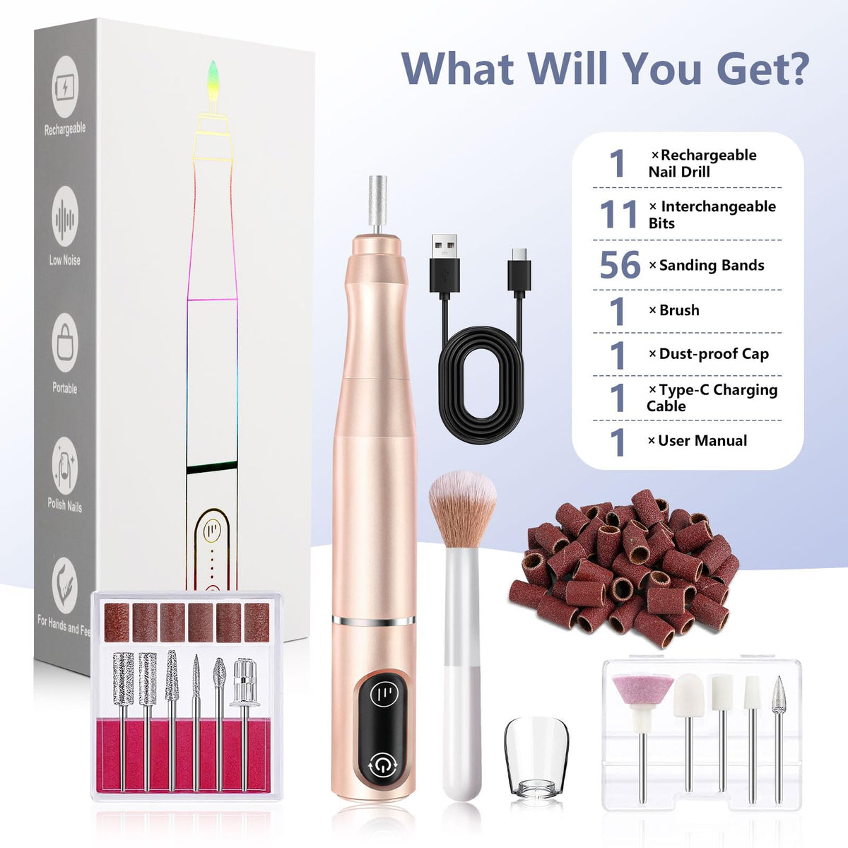 TUOBEO Nail Drill Kit with dust-proof cap