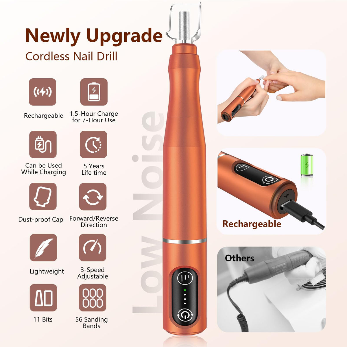 TUOBEO nail drill with ergonomic design for easy handling