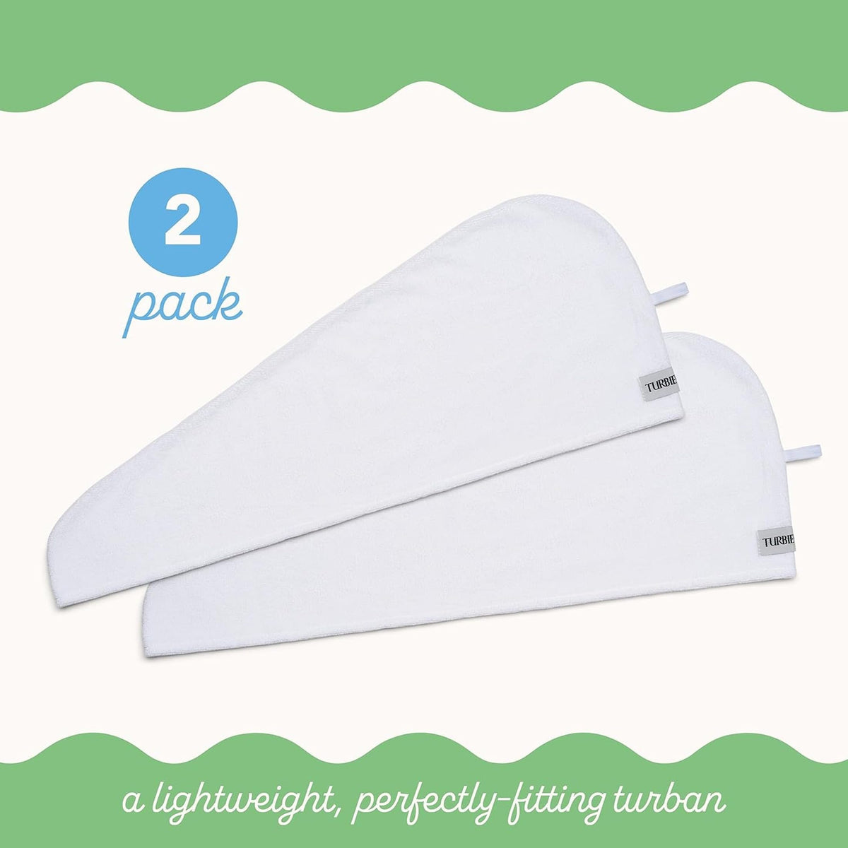 Turbie Twist Extra Long Microfiber Hair Towel back view, white
