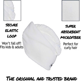 Turbie Twist Extra Long Microfiber Hair Towel twisted and secured