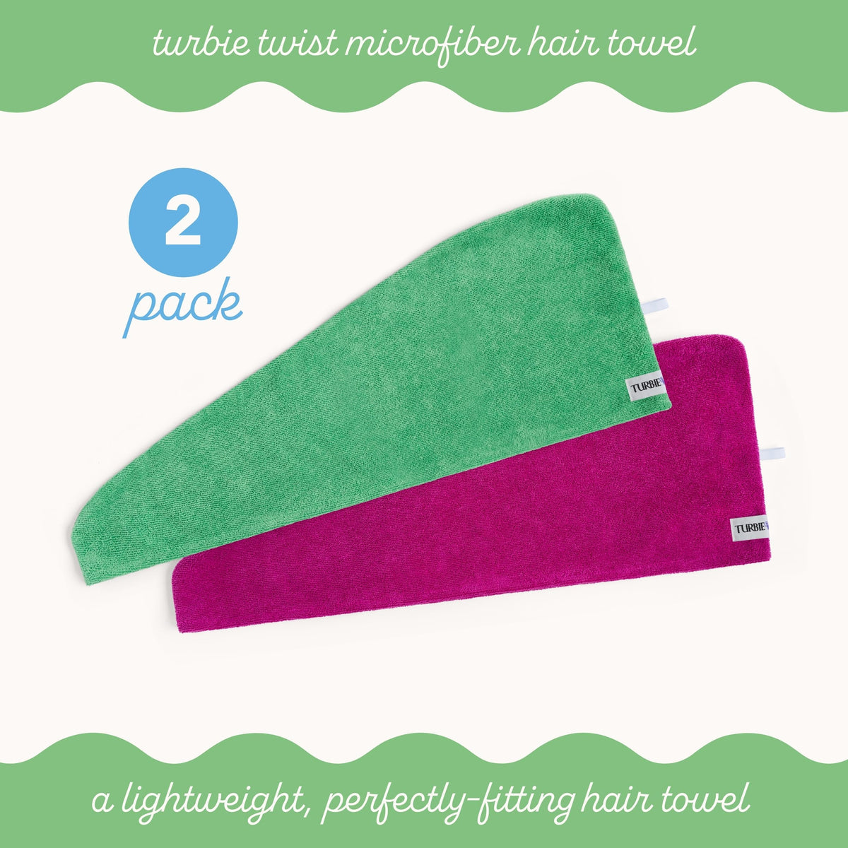 Turbie Twist hair towel wrap showing twist and loop system