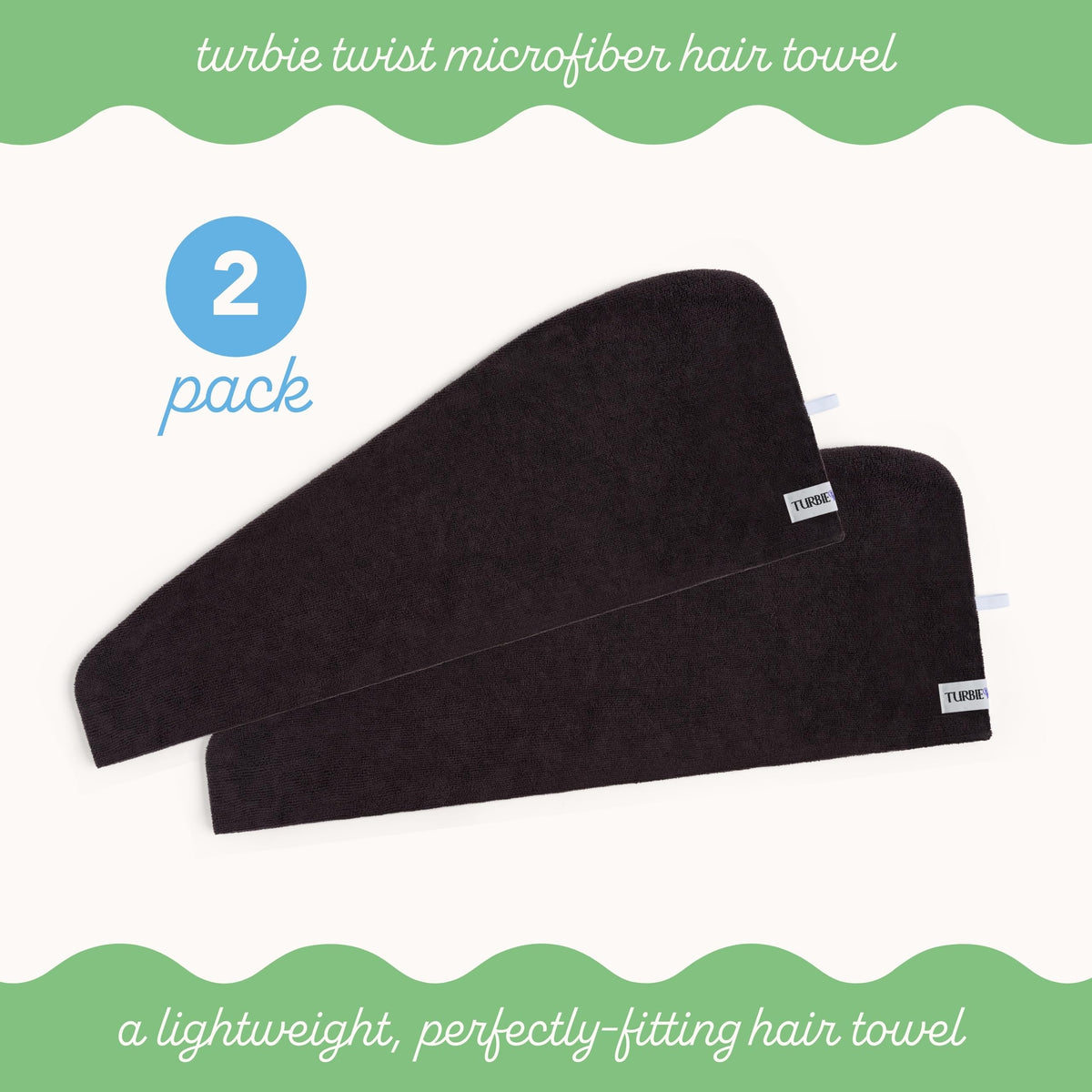 Turbie Twist hair towel wrapped around wet hair