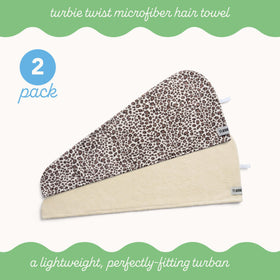 Turbie Twist Hair Towel wrapped on a model's head