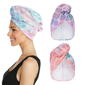 Turbie Twist Microfiber Hair Towel 2-Pack in Mermaid design, front view