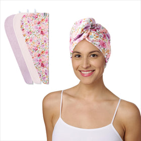 Turbie Twist Microfiber Hair Towel 3-Pack in floral design front view