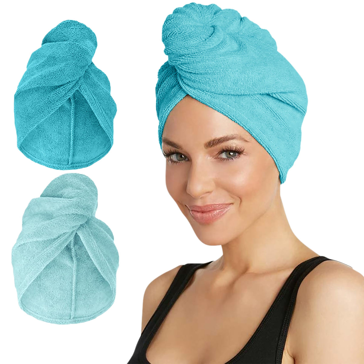 Turbie Twist Microfiber Hair Towel Dark Aqua front view