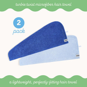 Turbie Twist Microfiber Hair Towel Dazzling Blue and Windsurfer side view