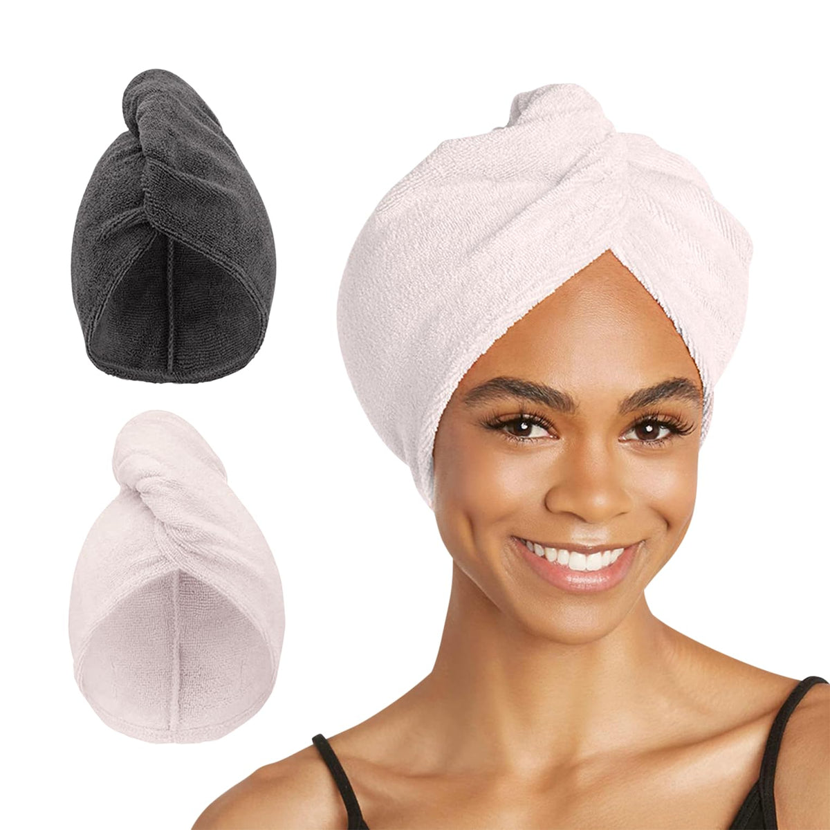 Turbie Twist Microfiber Hair Towel in Grey front view