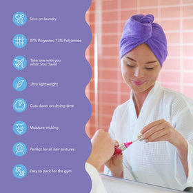 Turbie Twist microfiber hair towel light purple front view