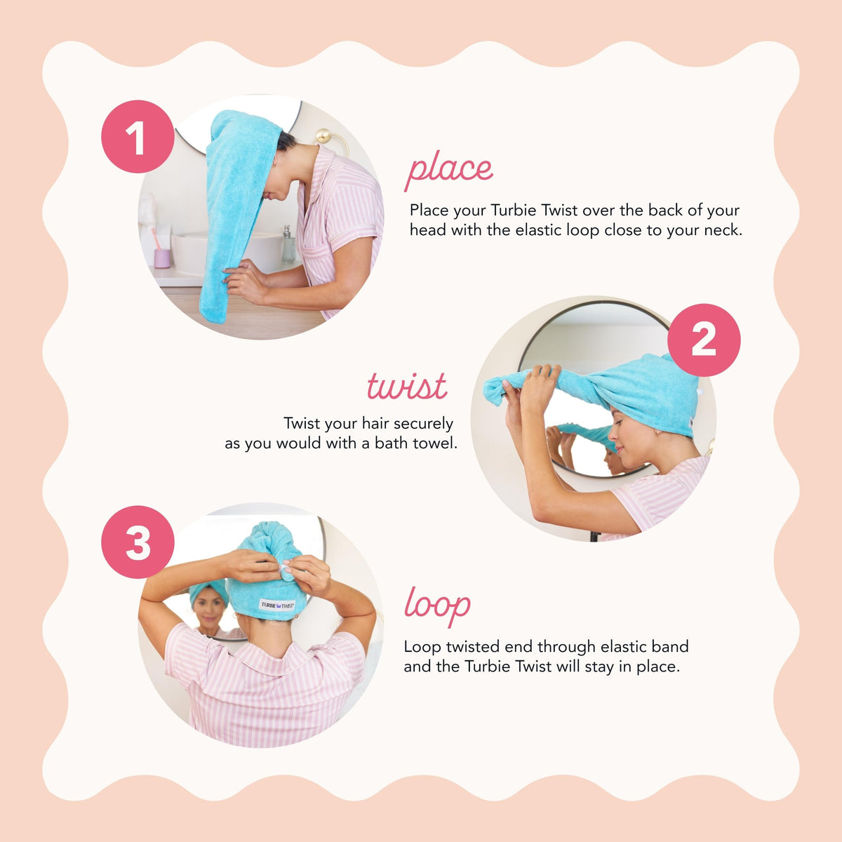 Turbie Twist Microfiber Hair Towel packaging display