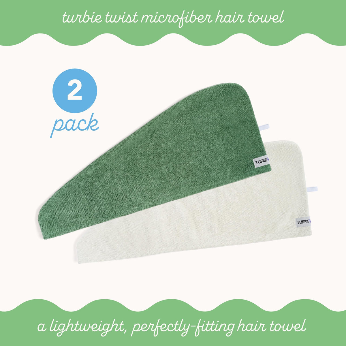 Turbie Twist Microfiber Hair Towel wrapped around hair