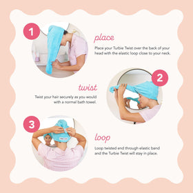 Turbie Twist Microfiber Hair Towel wrapped around hair