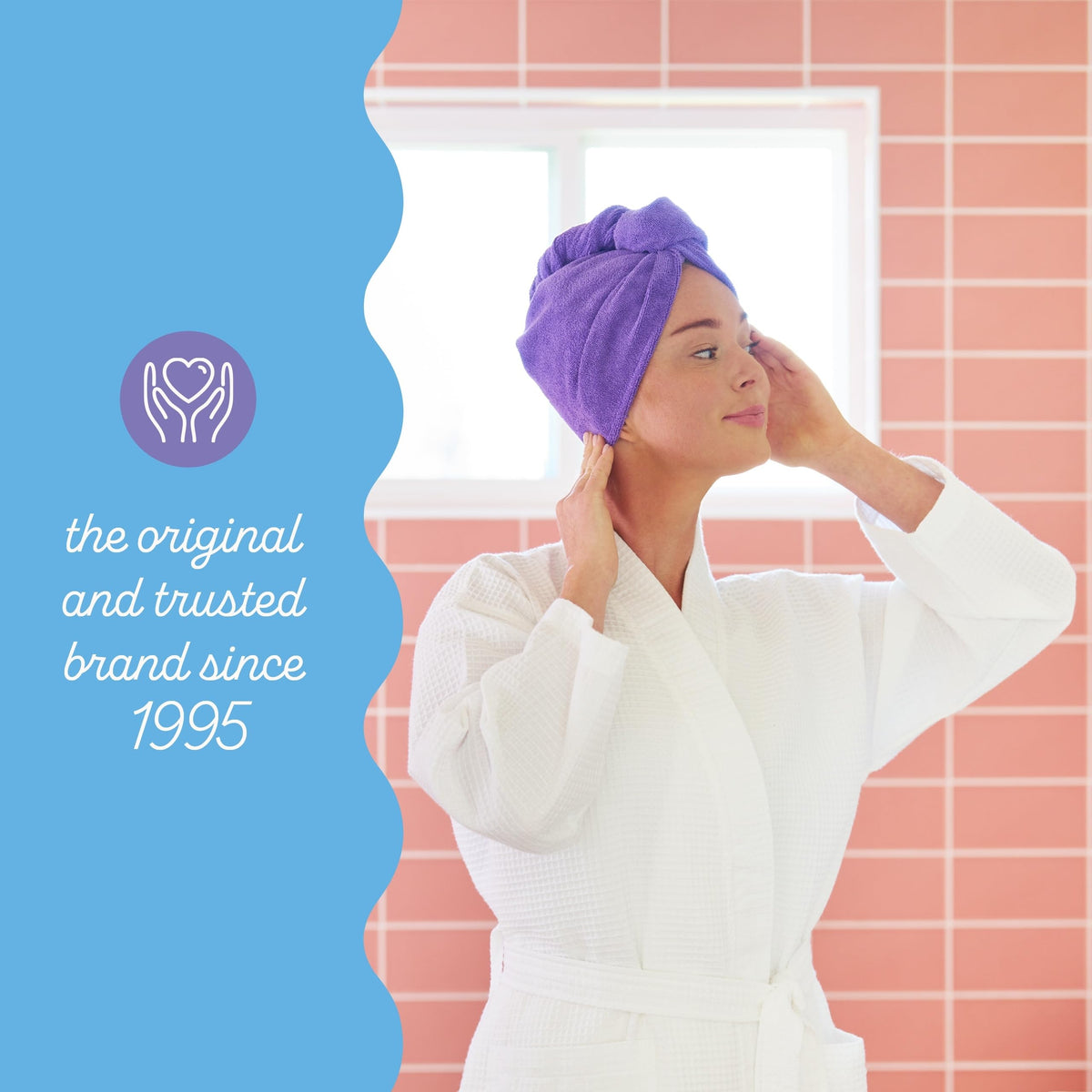Turbie Twist towel wrapped on hair with twist and loop