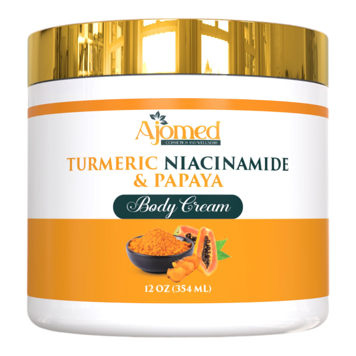 Turmeric body cream front view in a jar