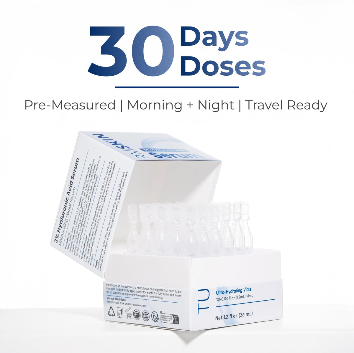Turmskin Hyaluronic Acid Serum Ampoules on a bathroom counter