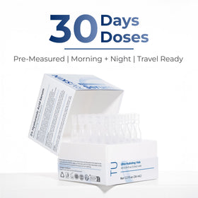 Turmskin Hyaluronic Acid Serum Ampoules on a bathroom counter
