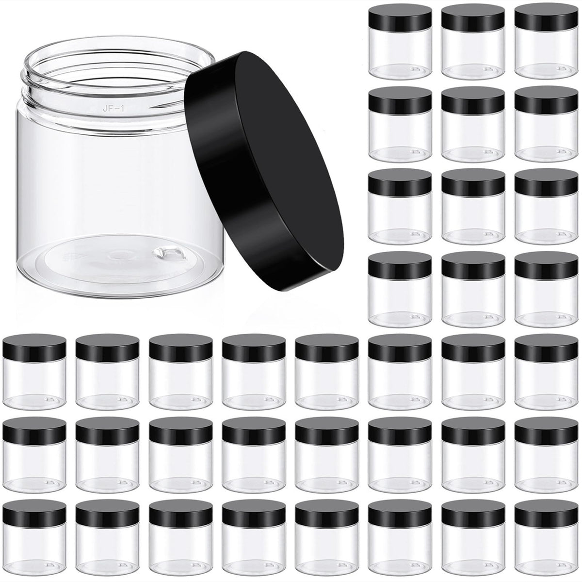 TUZAZO 4 Oz plastic container with black lid front view