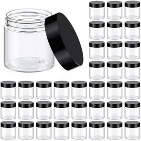 TUZAZO 4 Oz plastic container with black lid front view